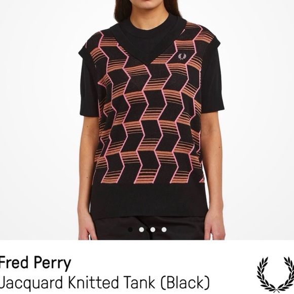 Fred Perry jacquard knitted tank (Black) vest - Picture 3 of 4